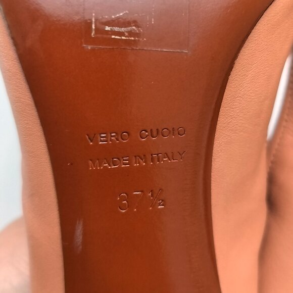 LANVIN Paris Leather Cap Toe Ballerina Pump Heel Round Colorblock Toe Italy 37.5 - Picture 7 of 12